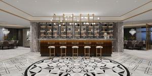 花砖装饰的现代轻奢酒店吧台