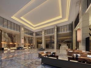 回字型双层吊顶新中式酒店大堂