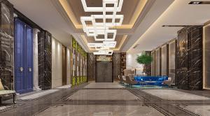 有古典纹样铺砖的欧式酒店大堂