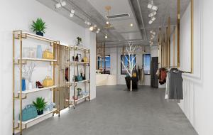 多用吊架的工业风服装店、女装店