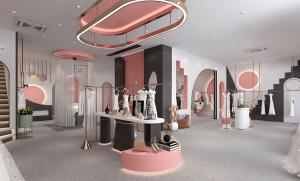 粉红色调轻奢女装店、服装店