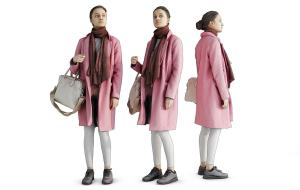人物之穿大衣带围巾挎包的女人3d模型 人物之穿大衣带围巾挎包的女人