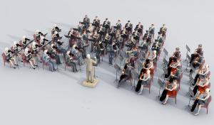 舞台交响乐团演奏、指挥多人人物3d模型 舞台交响乐团演奏、指挥多人人物