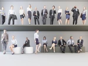 站着和坐着的商务男士、女士人物组合3d模型 站着和坐着的商务男士、女士人物组合