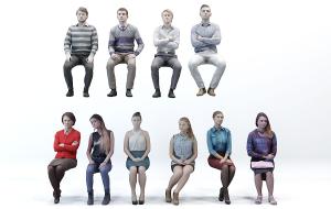 不同坐姿表情的男人、女人多人人物组合3d模型 不同坐姿表情的男人、女人多人人物组合
