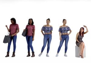 背包站着和坐着打招呼的女人多人人物组合3d模型 背包站着和坐着打招呼的女人多人人物组合
