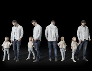 人物之牵着小女孩的男人3d模型 人物之牵着小女孩的男人