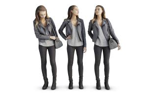 人物之穿皮衣挎包的女人3d模型 人物之穿皮衣挎包的女人