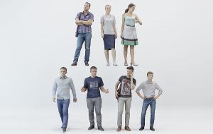 不同站姿、交流打电话、走路的多人人物3d模型 不同站姿、交流打电话、走路的多人人物