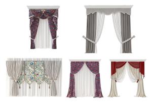 美式田园窗帘、垂帘、窗幔3d模型 美式田园窗帘、垂帘、窗幔