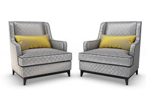 新中式回字形纹理单人沙发