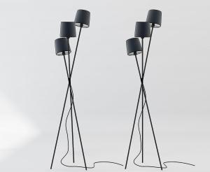 现代三角支架黑色金属落地灯