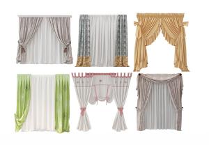 欧式花色图案窗帘3d模型 欧式花色图案窗帘