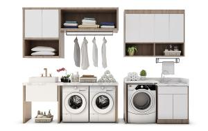 阳台洗衣机橱柜、洗手盆组合