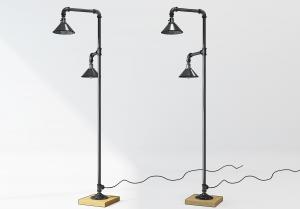 工业风钢管支架双头落地灯