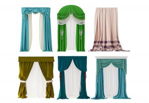欧式纯色窗帘、拱形窗帘、窗幔3d模型 欧式纯色窗帘、拱形窗帘、窗幔