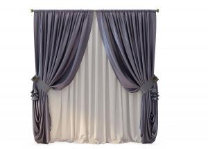 现代轻奢灰色布艺窗帘3d模型 现代轻奢灰色布艺窗帘