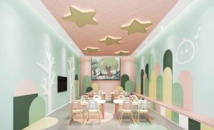 星星装饰天花板的早教幼儿园教室