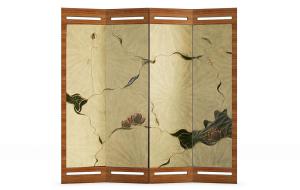 中式古典荷花荷叶装饰屏风隔断