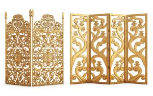 欧式金属金色雕花工艺屏风隔断