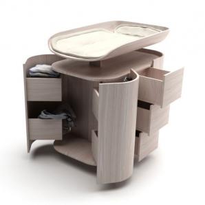 带有旋转抽屉的实木婴儿整理台