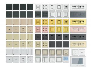黑色、白色、银色开关和插座3d模型 黑色、白色、银色开关和插座