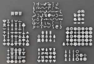 欧式花瓣、叶子和海螺壳造型的欧式构件3d模型 欧式花瓣、叶子和海螺壳造型的欧式构件
