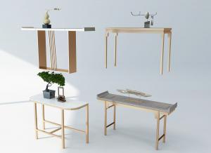 新中式端景台、摆件组合3d模型 新中式端景台、摆件组合