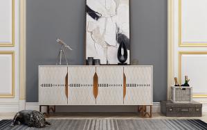 简欧低奢菱形图案装饰柜门电视柜、宠物狗组合3d模型 简欧低奢菱形图案装饰柜门电视柜、宠物狗组合