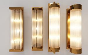 现代圆柱形玻璃灯罩金属壁灯