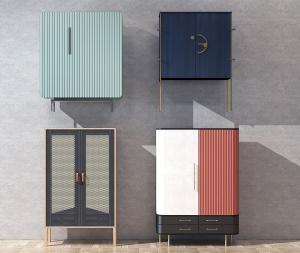 现代轻奢个性玄关柜、装饰柜组合3d模型 现代轻奢个性玄关柜、装饰柜组合