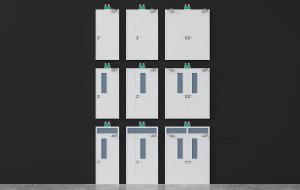 现代楼梯过道双扇、单扇消防门