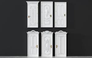 欧式精美雕花角线卧室门、带有雕花门头的卧室门