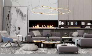 现代沙发、茶几、休闲椅和装饰画组合3d模型 现代沙发、茶几、休闲椅和装饰画组合