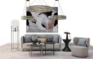 此案带沙发、茶几、休闲椅和装饰画组合3d模型 此案带沙发、茶几、休闲椅和装饰画组合