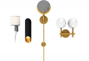 新中式金属壁灯、仿大理石灯罩壁灯