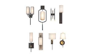 新中式花型灯笼壁灯组合