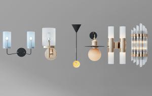 现代双头玻璃灯罩壁灯、个性金属壁灯组合