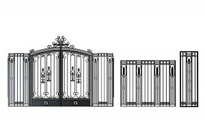 欧式底部黑色金属上部镂空铁艺大门