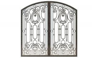 欧式雕花金属黑色拱形铁艺大门