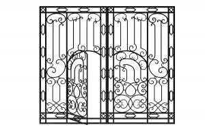 欧式黑色花型纹样铁艺大门