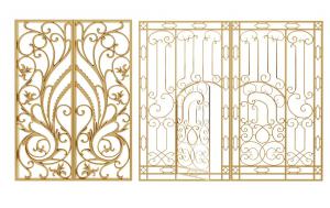 欧式金色铁艺雕花双扇大门