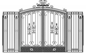 欧式金属铁艺雕花双扇大门