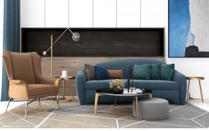 现代布艺沙发、茶几、圆形坐墩和落地灯组合3d模型 现代布艺沙发、茶几、圆形坐墩和落地灯组合