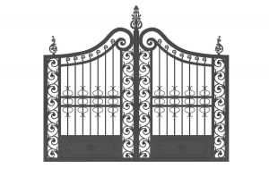 欧式黑色上半部镂空雕花铁艺大门