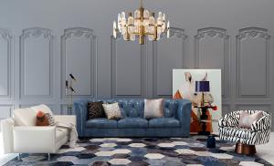 简欧皮革沙发、茶几和休闲椅组合3d模型 简欧皮革沙发、茶几和休闲椅组合