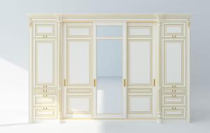 简欧白色实木衣柜推拉门构件