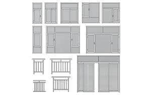 现代金属边框平开窗、推拉门和护栏
