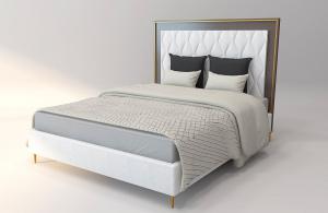 简欧金属脚双人床、床垫组合