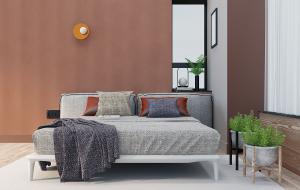 现代软包靠垫床头双人床、壁灯